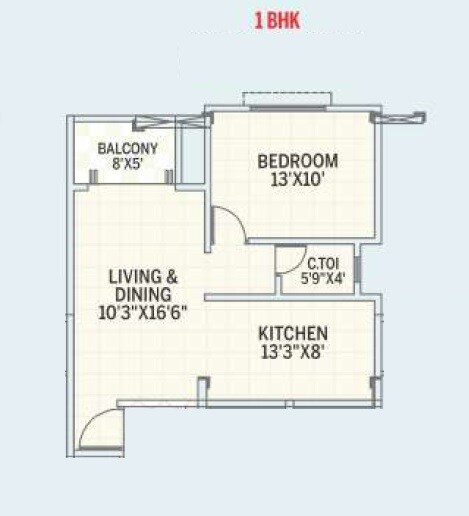 Floor plan of 1 BHK 521 Sq. Ft. Apartment in GK Allure, Pune