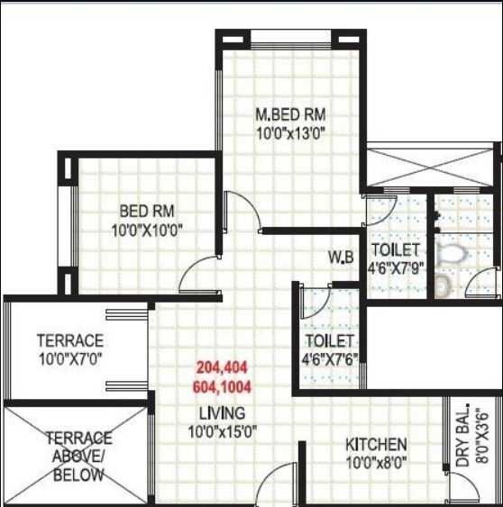 Floor plan of 2 BHK 933 Sq. Ft. Apartment in GK Atlanta Phase 2, Pune