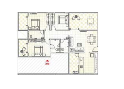 Floor plan of 3 BHK 929 Sq. Ft. Apartment in GK Dwarka Heights, Pune