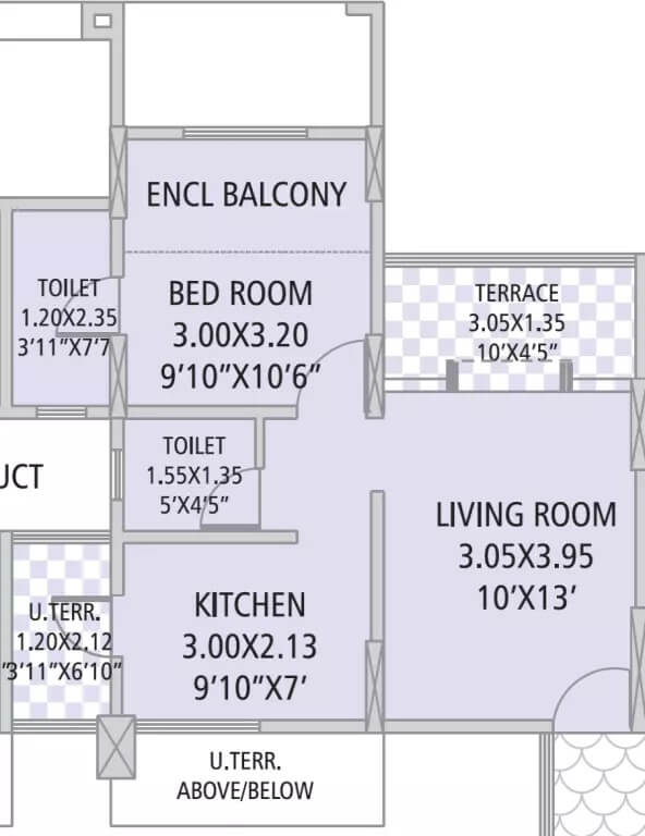 Floor plan of 1 BHK 477 Sq. Ft. Apartment in GK Silverland Residency Phase 3, Pune