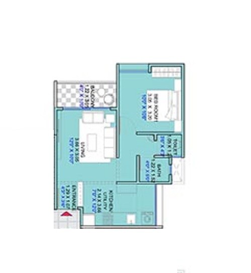 Floor plan of 1 BHK 462 Sq. Ft. Apartment in Global Pranam, Pune