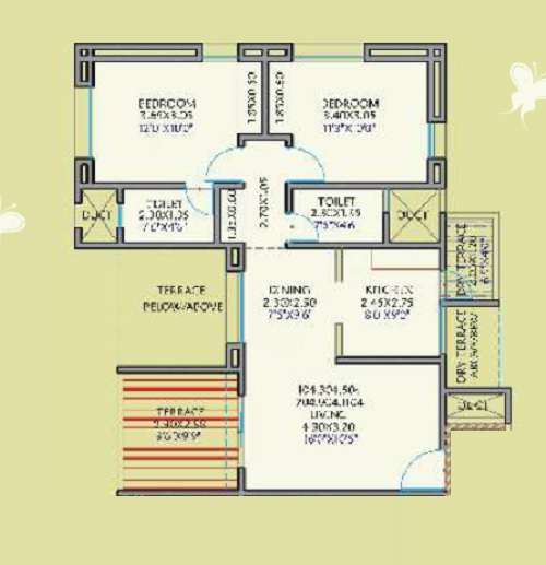 2 BHK 577 Sq. Ft. Apartment in Global Serenity