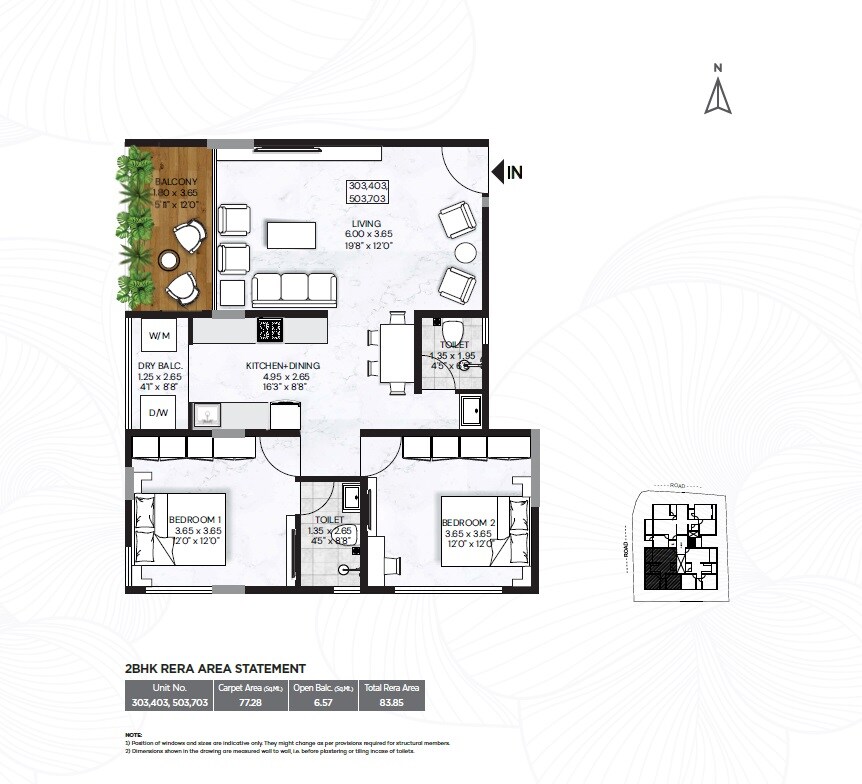 Floor plan of 2 BHK 903 Sq. Ft. Apartment in GNN Ameya, Pune