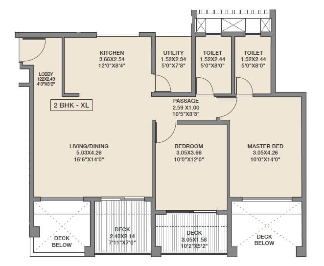 Floor plan of 2 BHK 545 Sq. Ft. Apartment in Godrej 24, Pune