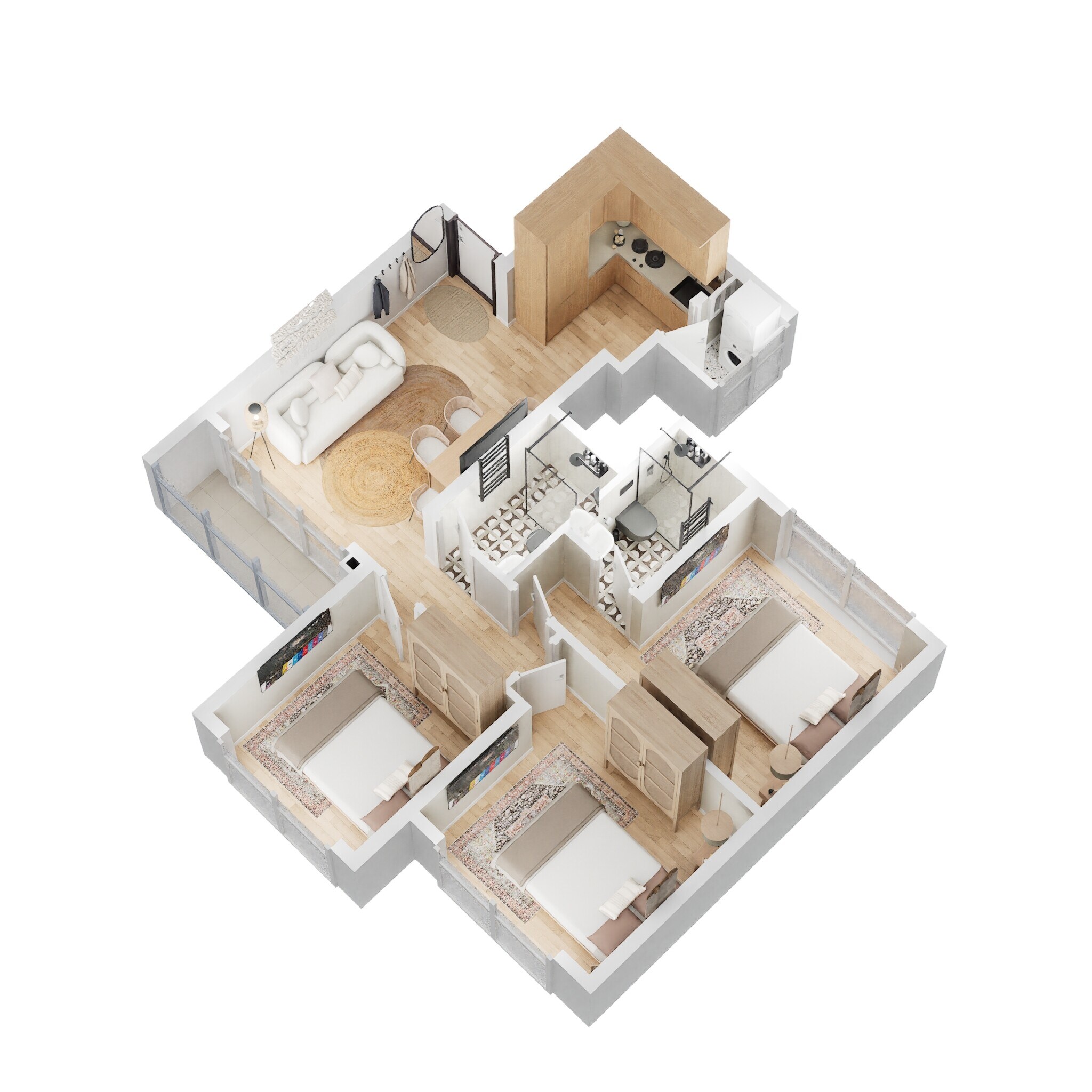 3 BHK 601 Sq. Ft. Apartment