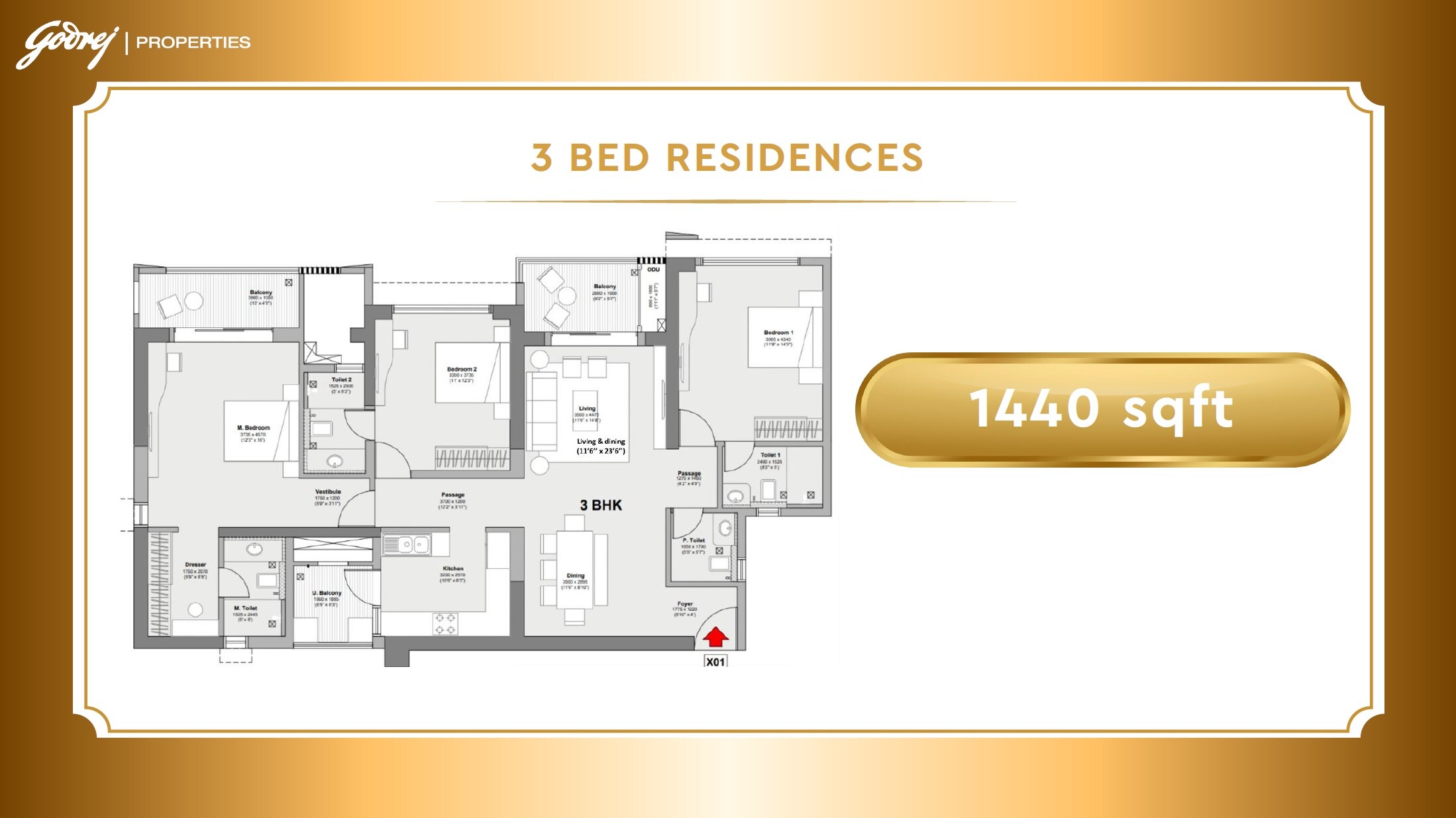 3 BHK 1440 Sq. Ft. Apartment