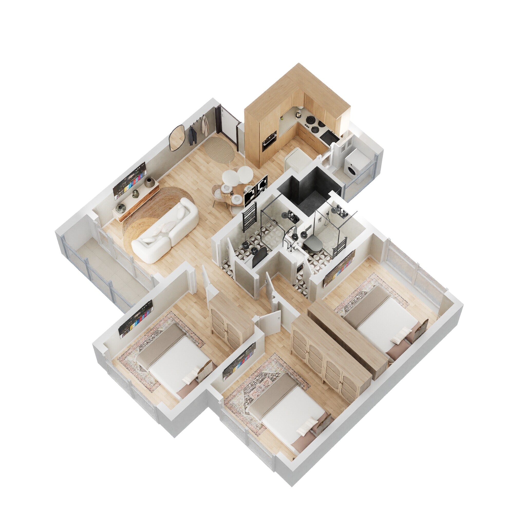 3 BHK 705 Sq. Ft. Apartment