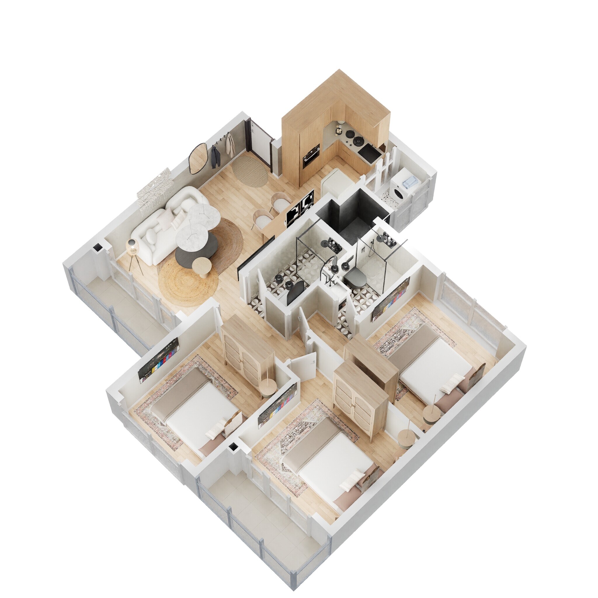 3 BHK 750 Sq. Ft. Apartment