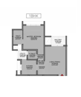 Floor plan of 1 BHK 493 Sq. Ft. Apartment in Godrej Green Cove, Pune