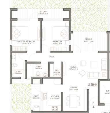 2 BHK 730 Sq. Ft. Apartment in Godrej Infinity Phase II