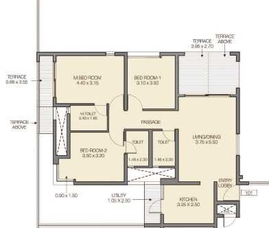 3 BHK 835 Sq. Ft. Apartment