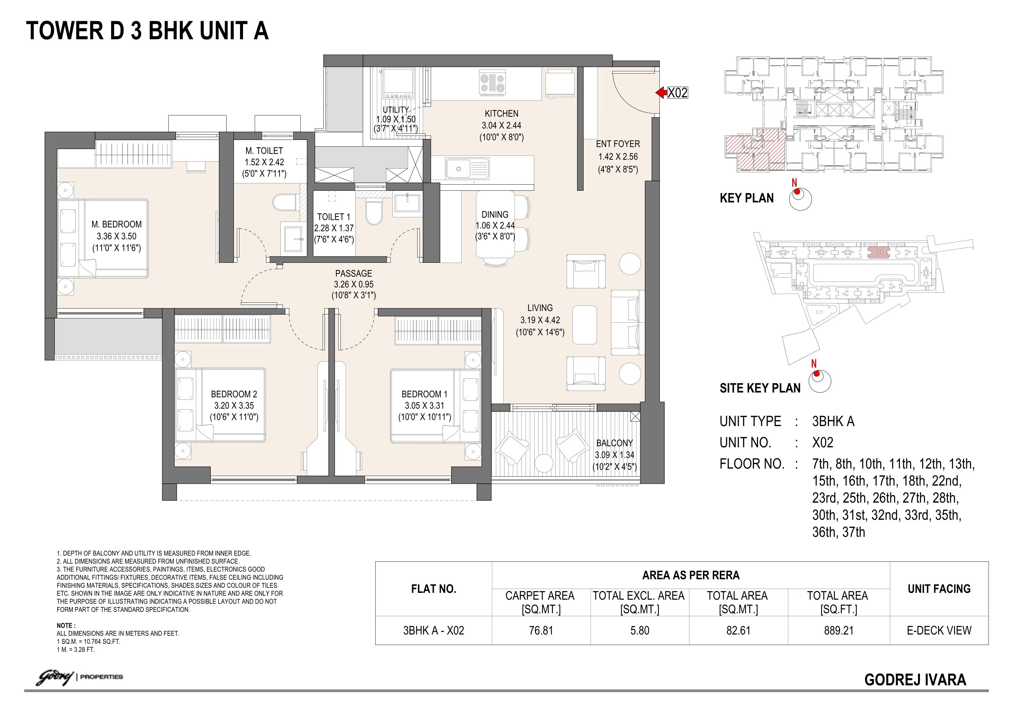 3 BHK 889 Sq. Ft. Apartment