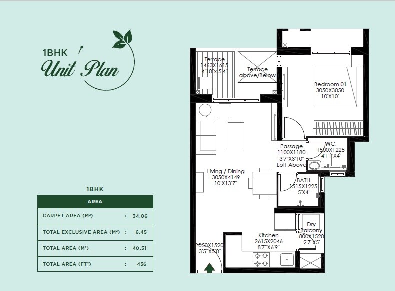 1 BHK 436 Sq. Ft. Apartment