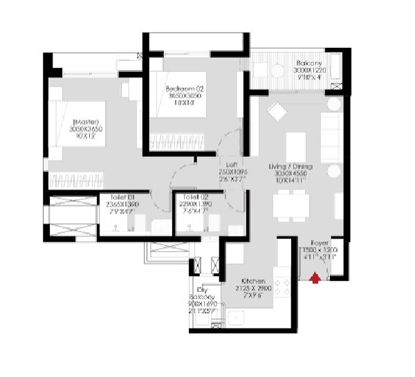 2 BHK 640 Sq. Ft. Apartment