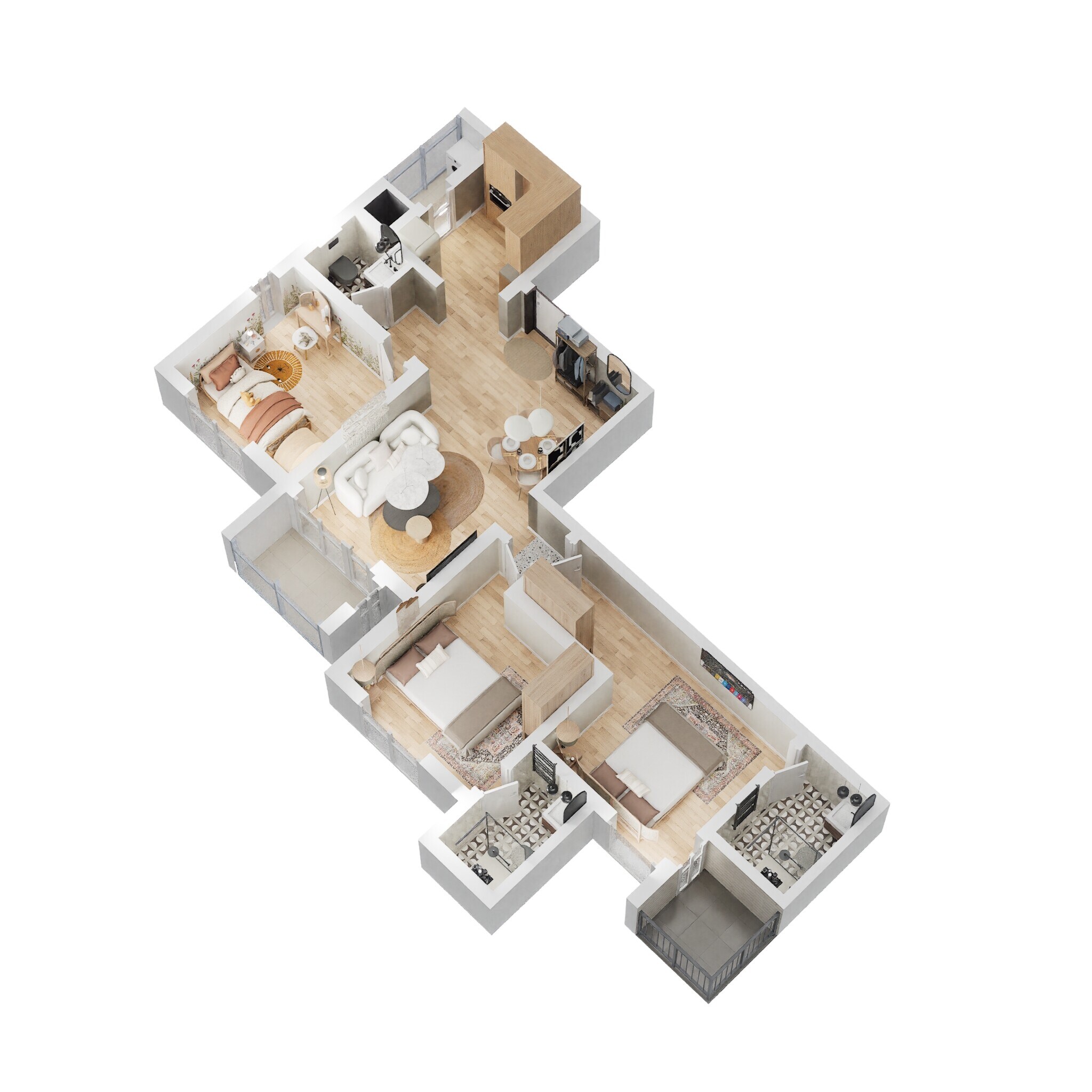 3 BHK 850 Sq. Ft. Apartment