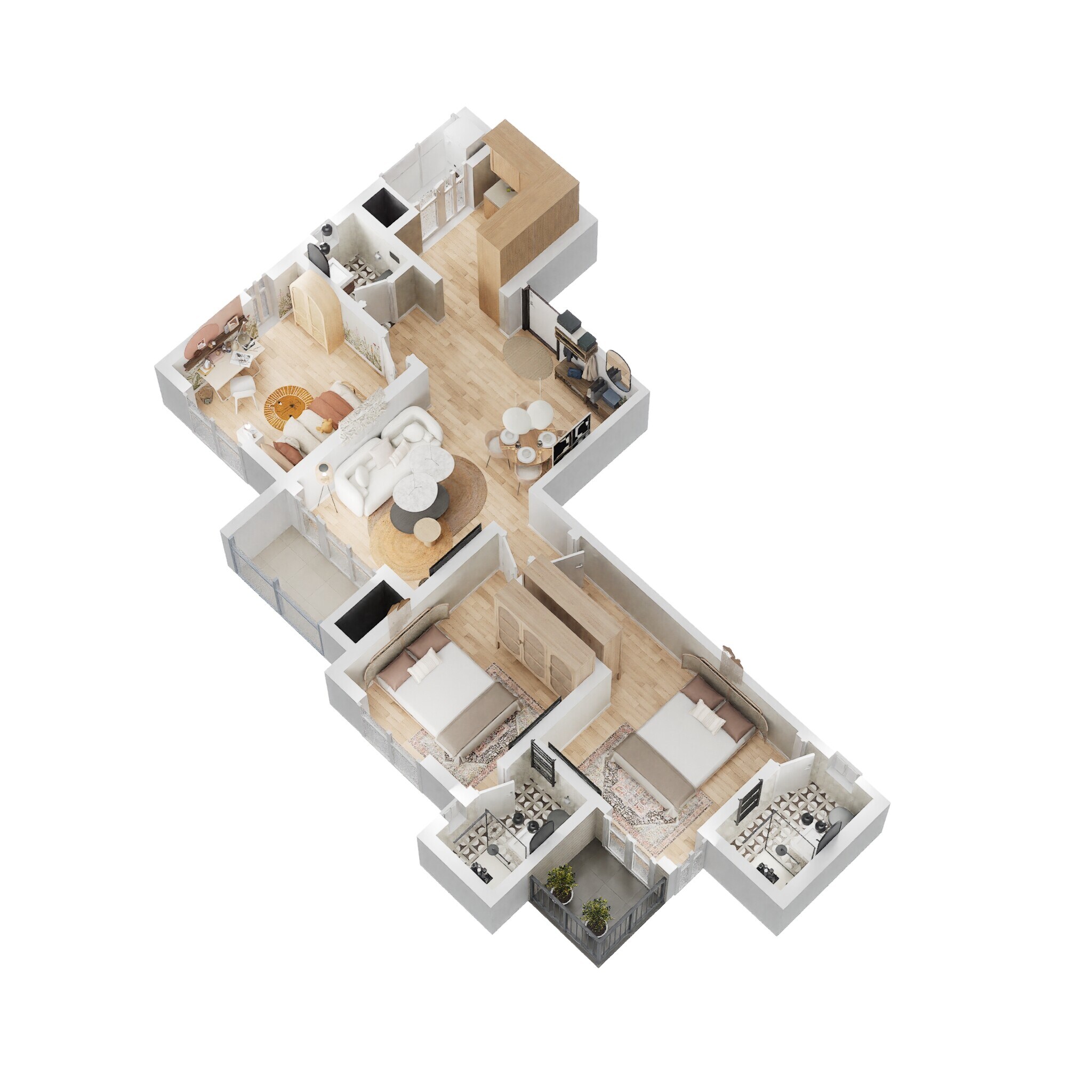 Floor plan of 3 BHK 725 Sq. Ft. Apartment in Godrej Park Ridge, Pune