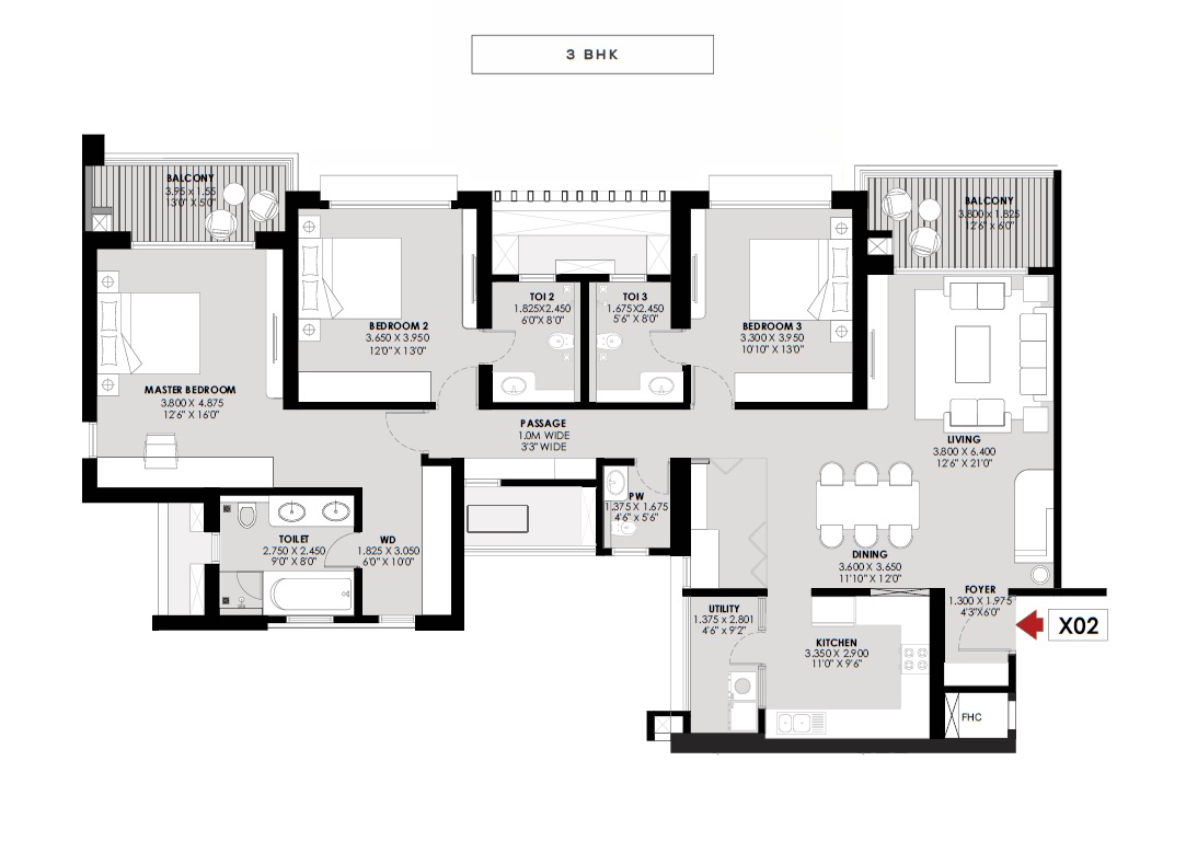 3 BHK 1688 Sq. Ft. Apartment in Godrej River Royale