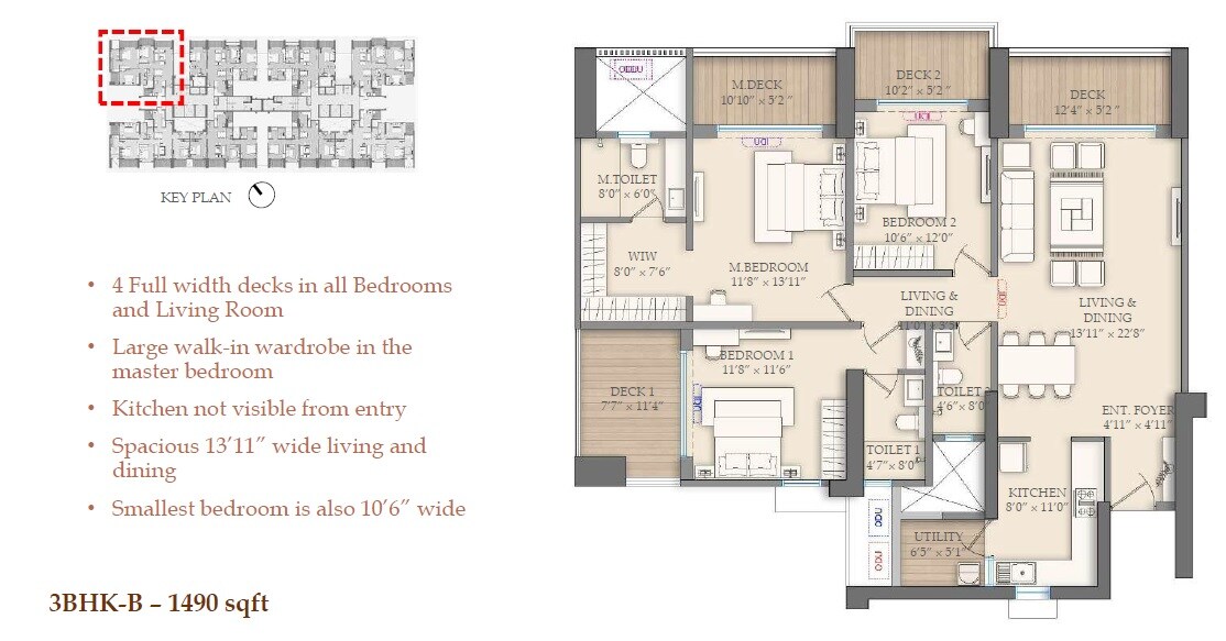 3 BHK 1490 Sq. Ft. Apartment