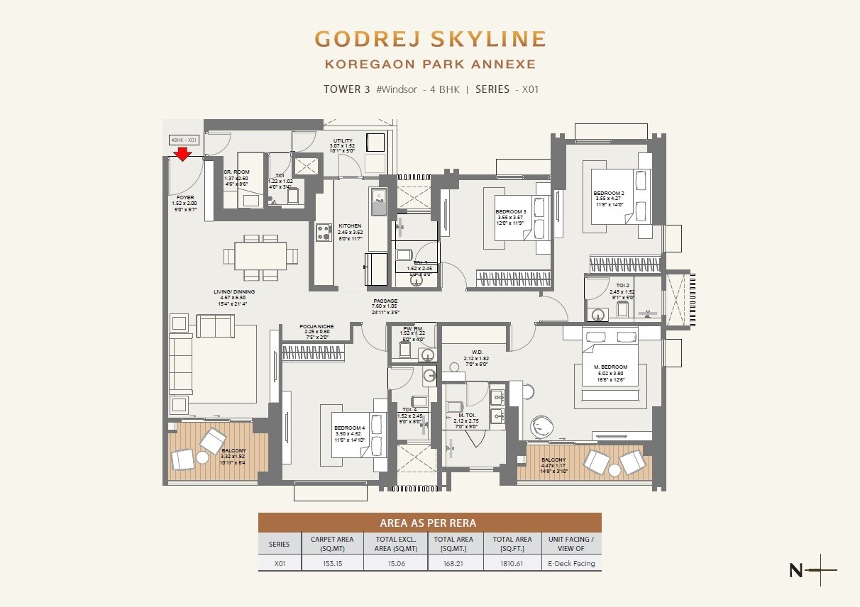  4 BHK Apartment at Godrej Skyline, Koregaon Park – for Sale