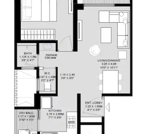 1 BHK 560 Sq. Ft. Apartment in Godrej The Aqua Retreat