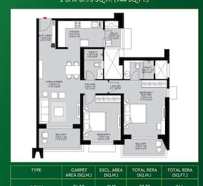 2 BHK 944 Sq. Ft. Apartment in Godrej The Greenfront