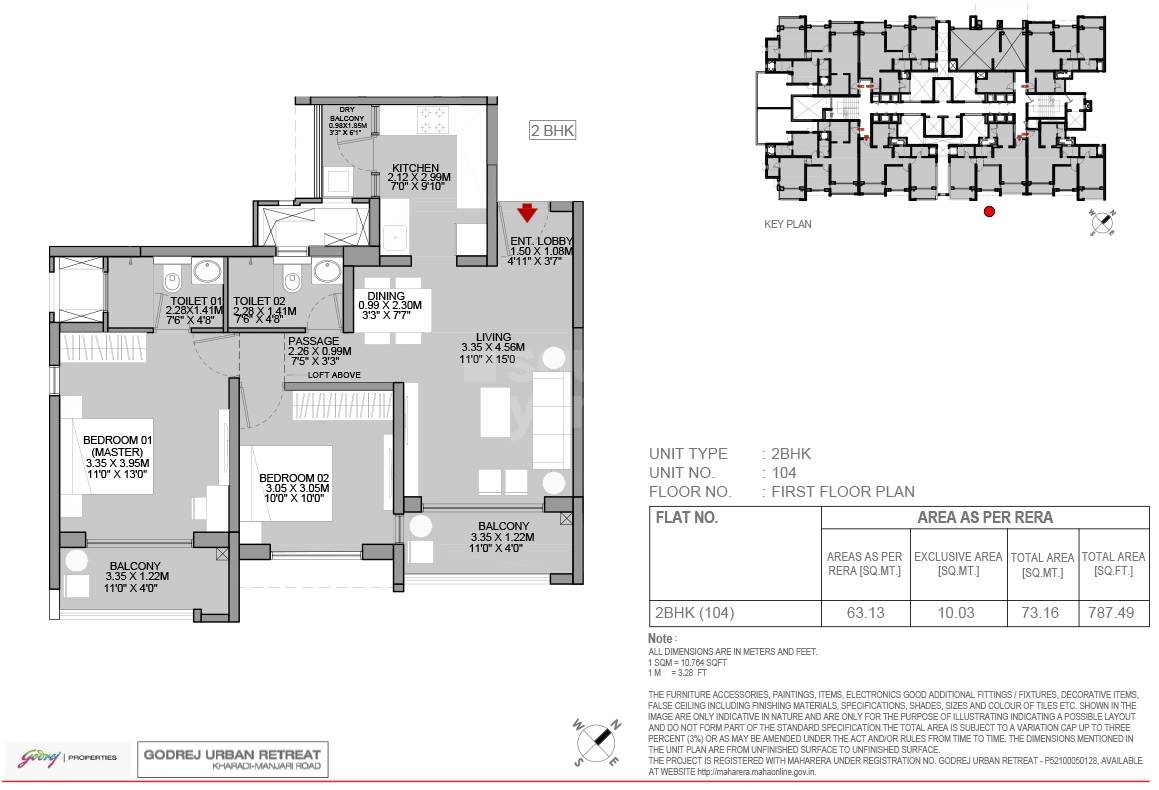 2 BHK 787 Sq. Ft. Apartment in Godrej Urban Retreat