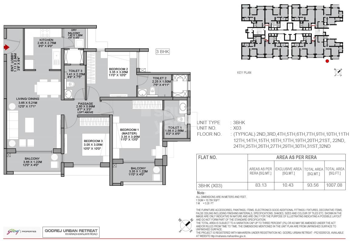 3 BHK 1007 Sq. Ft. Apartment