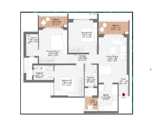 3 BHK 920 Sq. Ft. Apartment