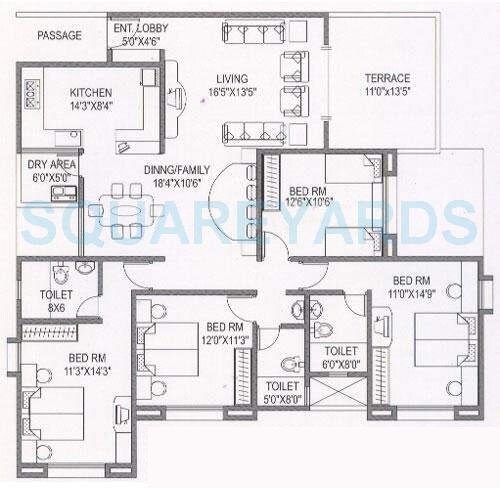 4 BHK 1985 Sq. Ft. Apartment