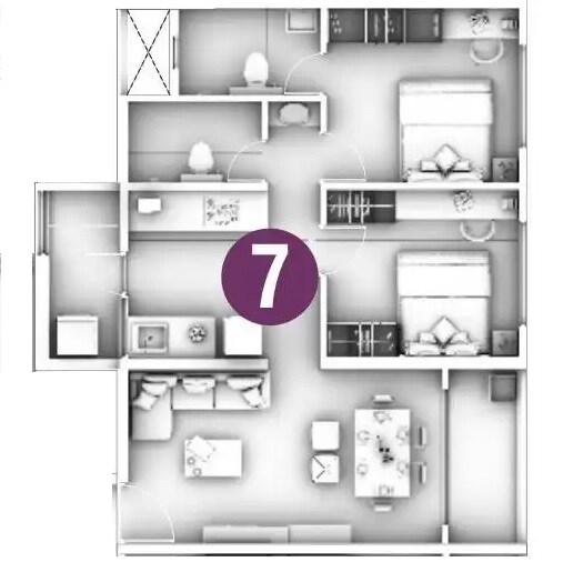 Floor plan of 2 BHK 700 Sq. Ft. Apartment in Goel Ganga Altus, Pune