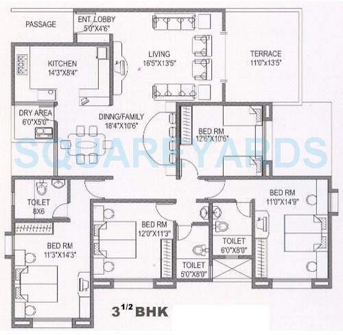 4 BHK 1985 Sq. Ft. Apartment