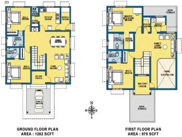 Floor plan of 4 BHK 2252 Sq. Ft. Villa in Goel Ganga Constellaa Villa, Pune