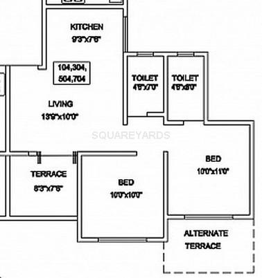Floor plan of 1 BHK 545 Sq. Ft. Apartment in Goel Ganga Gyanganga, Pune
