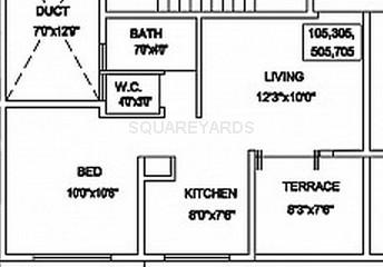 Floor plan of 2 BHK 745 Sq. Ft. Apartment in Goel Ganga Gyanganga, Pune