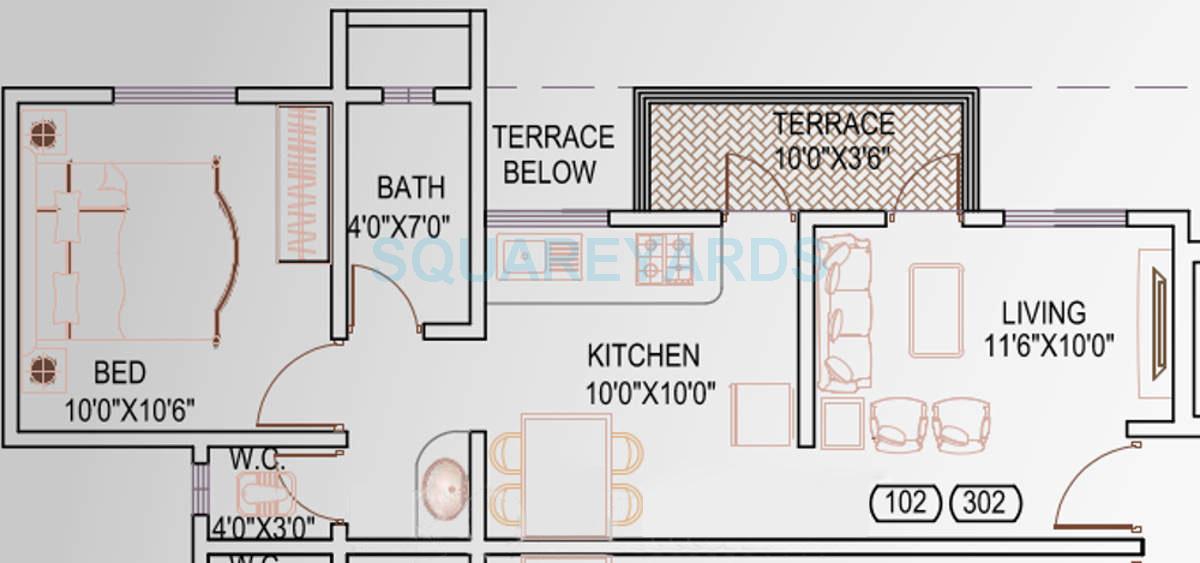 1 BHK 540 Sq. Ft. Apartment