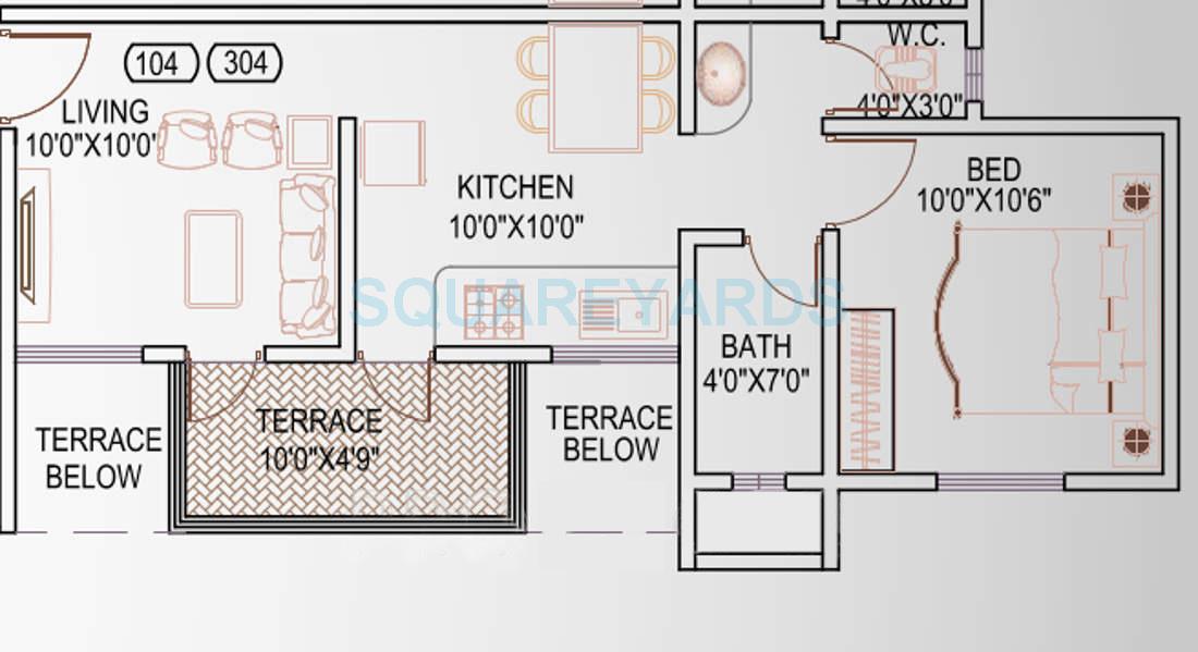 1 BHK 569 Sq. Ft. Apartment