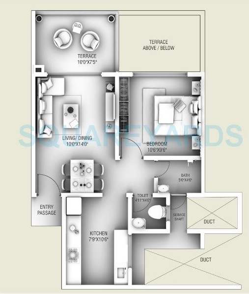 1 BHK 359 Sq. Ft. Apartment in Goel Ganga Legend