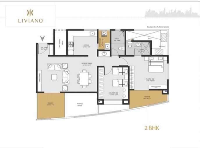 2 BHK 770 Sq. Ft. Apartment in Goel Ganga Liviano