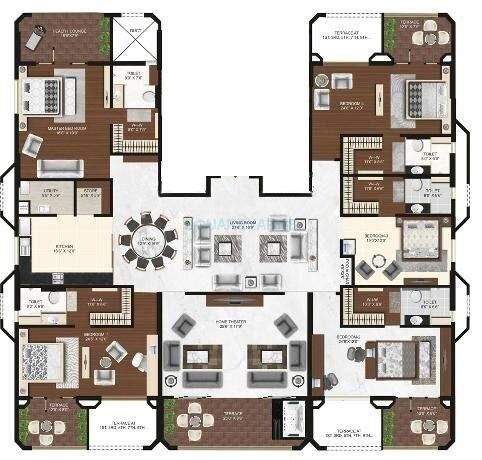Floor plan of 5 BHK 5768 Sq. Ft. Apartment in Goel Ganga Maya, Pune