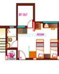 Floor plan of 1 BHK 510 Sq. Ft. Apartment in Goel Ganga Studio Apartments, Pune