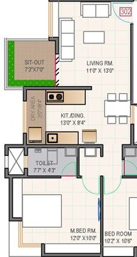 2 BHK 929 Sq. Ft. Apartment