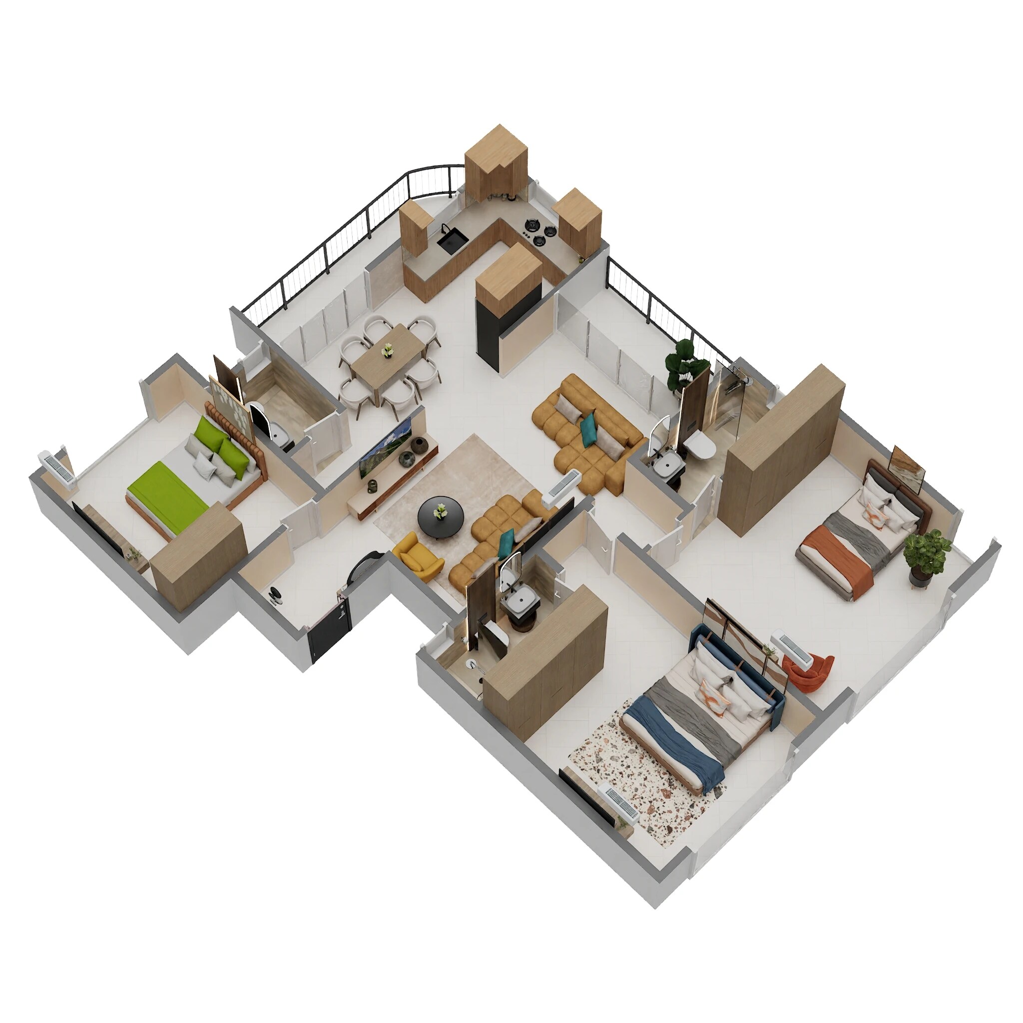 3 BHK 1192 Sq. Ft. Apartment