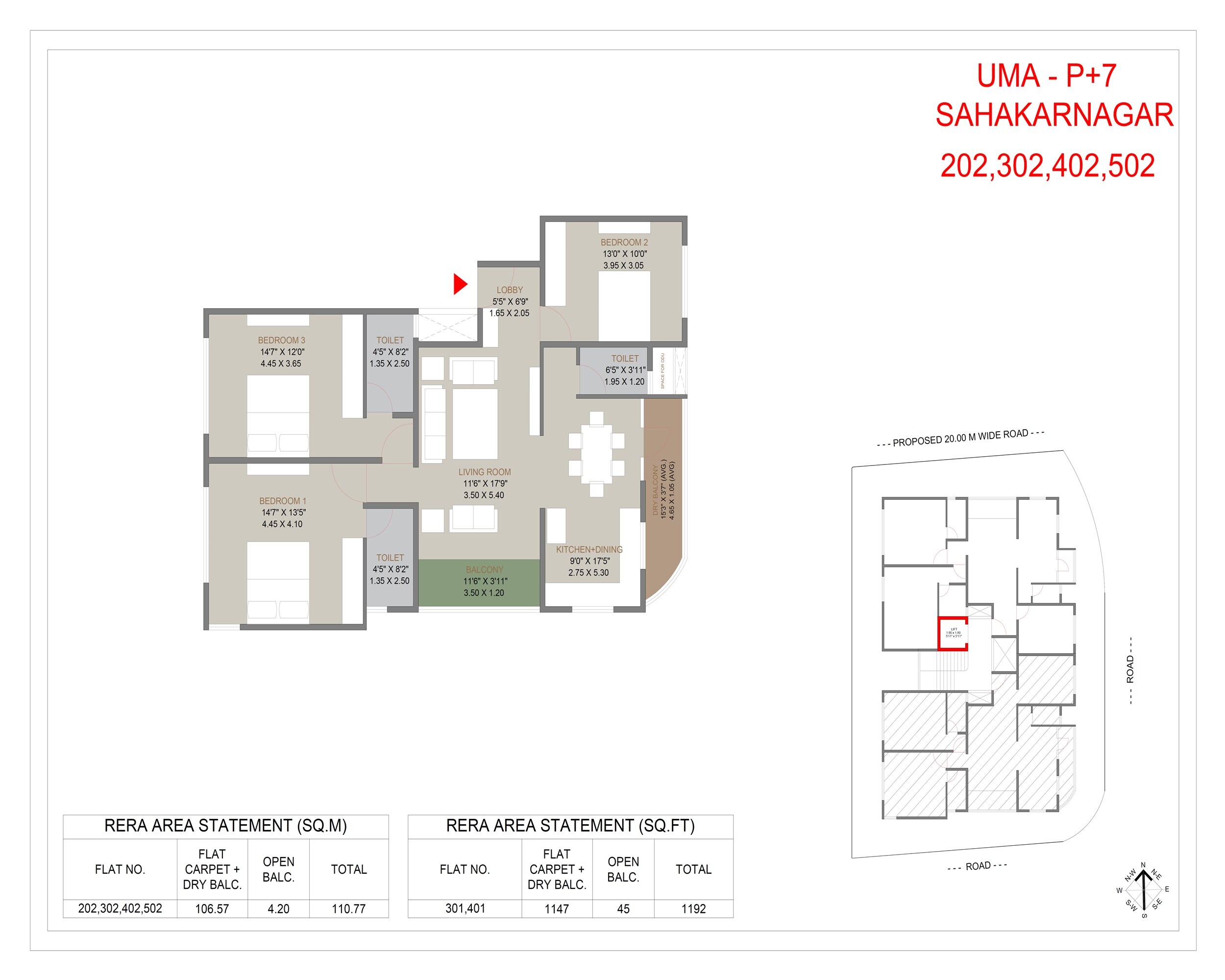 3 BHK 1192 Sq. Ft. Apartment