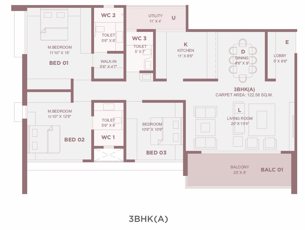 3 BHK 1320 Sq. Ft. Apartment in Golden Montage