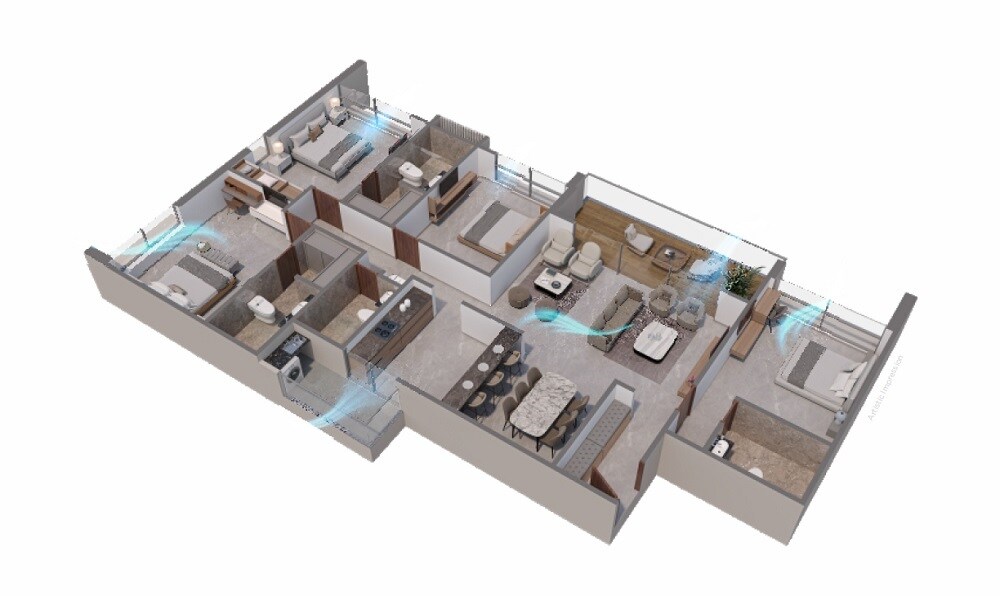 Floor plan of 4 BHK 2785 Sq. Ft. Apartment in Golden Montage, Pune