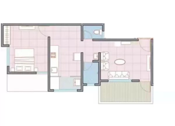 Floor plan of 1 BHK 471 Sq. Ft. Apartment in Golden Winds, Pune