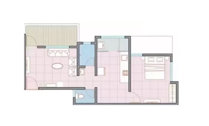 Floor plan of 1 BHK 441 Sq. Ft. Apartment in Golden Winds, Pune