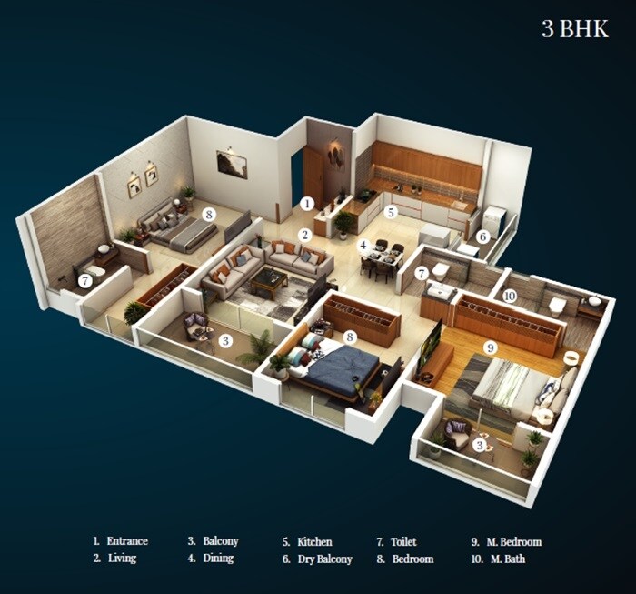 3 BHK 1478 Sq. Ft. Apartment