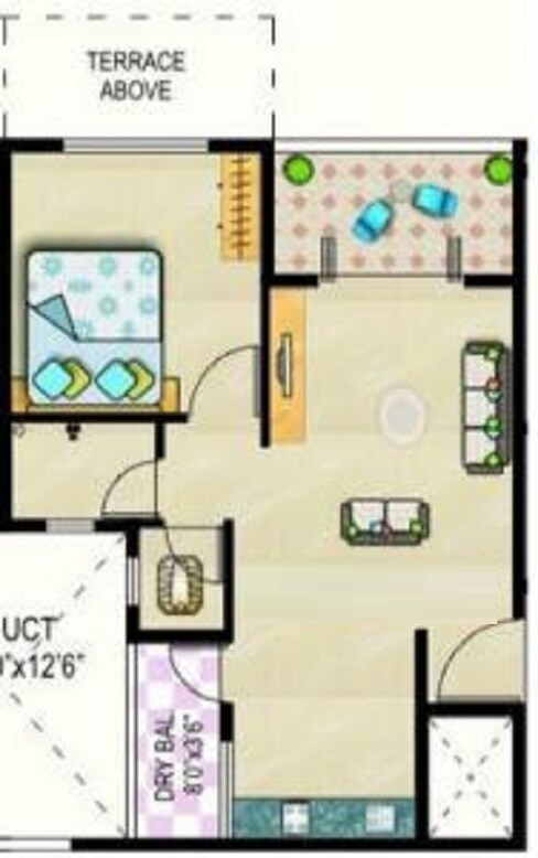 1 BHK 600 Sq. Ft. Apartment