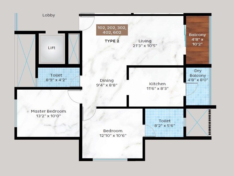 Floor plan of 3 BHK 1854 Sq. Ft. Apartment in GPL Kishor Kunj, Pune
